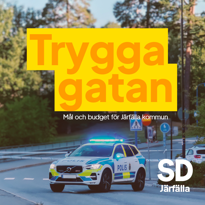 Omslaget till Trygga gatan - SD Järfällas budget 2025